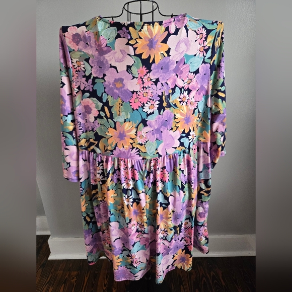 Haptics Floral V-Neck Quarter Sleeve Easter Spring Dress - Picture 8 of 9